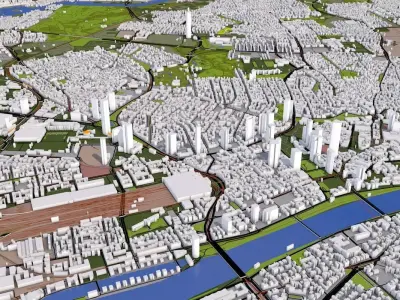 Frankfurt City of Germany Low-poly 3D model