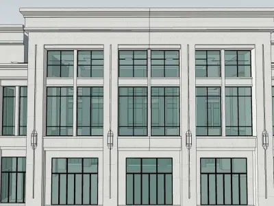 highrise building neoclassical podium 3d model 3D model