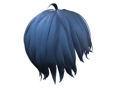 Sci-fi Blue Short Female Hair Low-poly 3D model