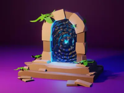Low poly portal to the magic world Low-poly 3D model
