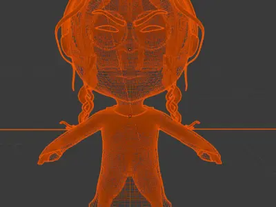 Greta girl in orange dress 3D model