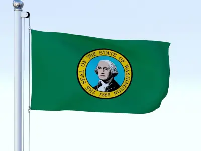 Animated Washington Flag Low-poly 3D model