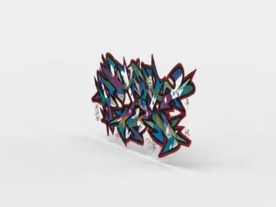 Graffiti sticker Low-poly 3D model