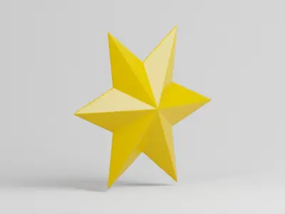 Star simple 6 pointed cartoon icon symbol Low-poly 3D model