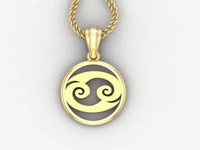 Circle Cancer Light Gold Pendant Version 6 3D print model