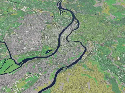 Lyon France 30x30km City Map 3D model