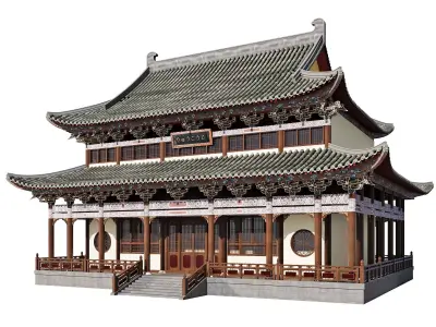 Japanese Temple Hall 3D model