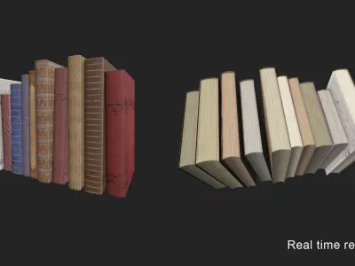 Old Books PBR pack Low-poly 3D model