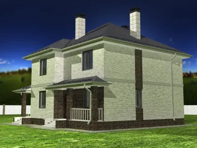 House on grassy field Free 3D model
