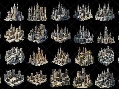 132 Transparent Fantasy Castle And Fort Game Asset Texture