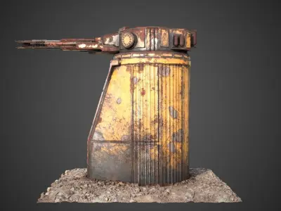 Sci-fi Gun turret of Saratoga class carrier Low-poly 3D model