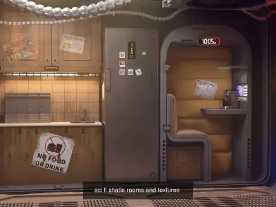 sci-fi shuttle rooms with textures 3D Model Pack