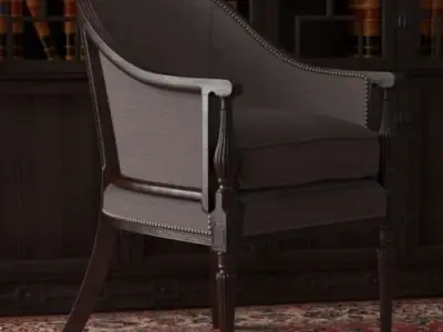 19th century english library chair 3D model