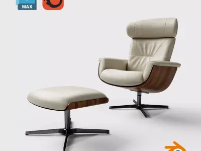 Alberta Armchair  Pouf - Honolulu 3D model