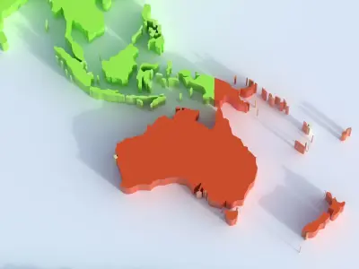 Continents Map  Low-poly 3D model