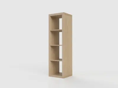 IKEA KALLAX 1x4 Shelf Unit Walnut Effect Light Grey 3D model