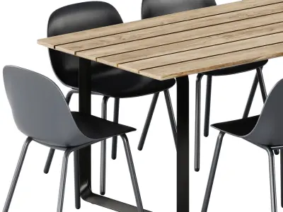 Fiber Outdoor Chair and 70 70 Table by Muuto 3D model
