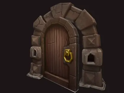 - Free - Dungeon Gate with a wooden door Free 3D model