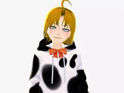 SciFi 3d anime kawaii girl character c31 Low-poly 3D model