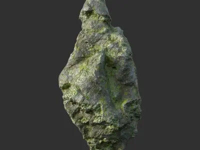 Low poly Damaged Mossy Rock A 190430 Low-poly 3D model