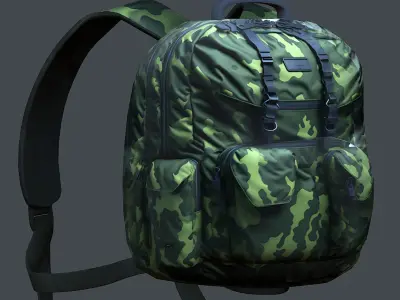 Backpack Camping Generic military human bag storqge baggage Low-poly 3D model