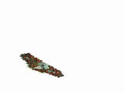 Game Grass Temple Village - broken wall 03 3D model