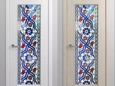 Stained glass interior doors set 3D model