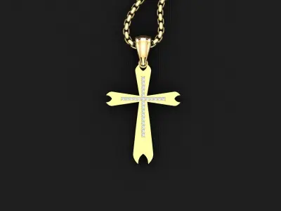 High Cross Pendant Light Gold 18K 3CP017 3D print model
