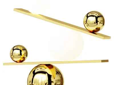 Floor design lamp Balance by Oblure gold 3D model