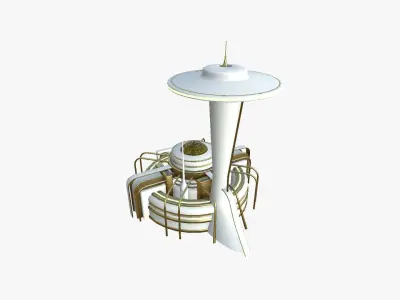 SciFi Facility D11 Golden - Sci Fi Exterior Design Low-poly 3D model
