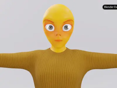 Cute Alien Female Character 3D model