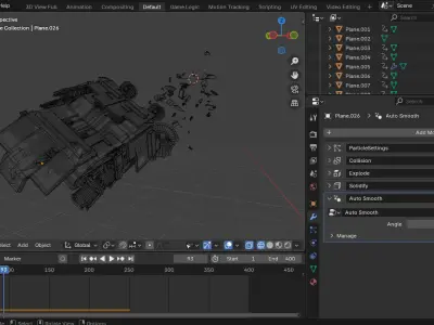 Alien Spaceship Crash Simulated Scene  3D model