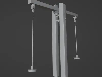 Swing for kids installed on a wooden balancing pole 3D model