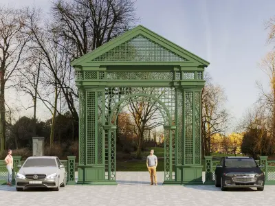 Entrance  arch for parks and alleys Low-poly 3D model