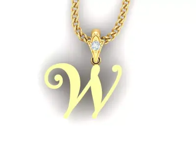 Alphabet V3 Light Gold  Font Pendant W 3D print model