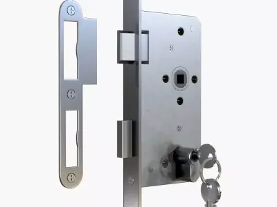 Euro Profile Cylinder Barrel Lock with keys 3D model
