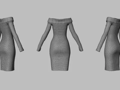 Dress 11 Very Light Blue Low-poly 3D model