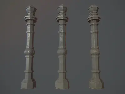 Barrier Bollard Pack 2 v1 Gray Three Texture Options Low-poly 3D model