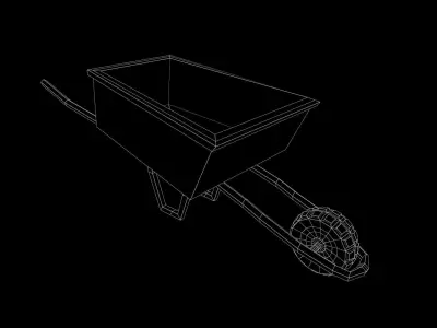 Old Wheelbarrow - Game Ready - Low Poly PBR 3D Model  Low-poly 3D model