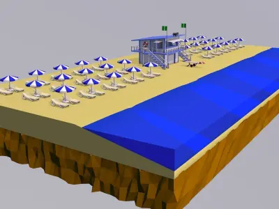 Yancher city - low poly beach Low-poly 3D model