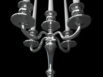 Candelbra 4 silver candelabra with four candles 3D model