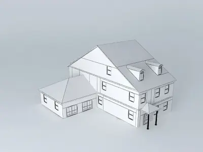 Large Colonial House Free 3D model