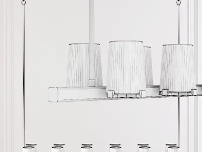 RH PAUILLAC LINEAR CHANDELIER 60 Fabric shade and Black 3D model