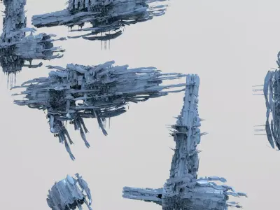 Alien mothership harvester collection  Low-poly 3D model