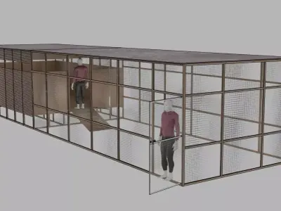 Cage for 100-150 chickens Low-poly 3D model