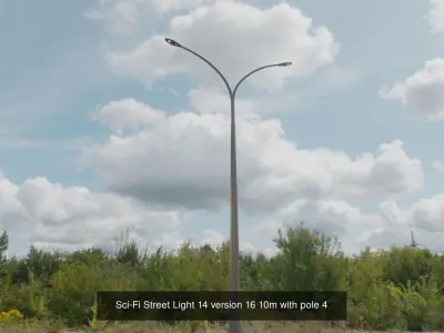 Sci-Fi Street Light 14 with pole 4 3D Model Pack