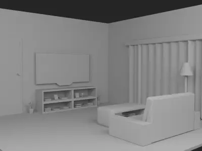 Isometric room low poly 3D model