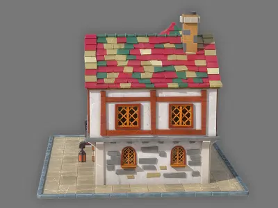 Cartoon house 2 Low-poly 3D model purchase