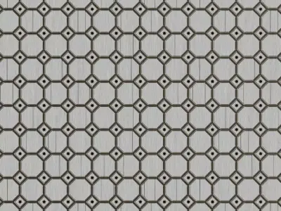 Ornate White Wood Octagonal Flooring PBR Seamless Texture