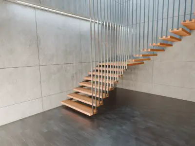 Concrete Interior - Modern Minimalist Hall Low-poly 3D model